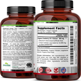 Zazzee Extrait de Canneberge Bio - vue détaillée des capsules