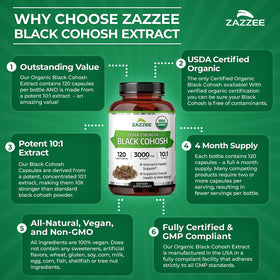 Zazzee Extrait de Cimicifuga Biologique avec capsules