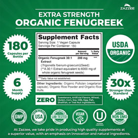 Zazzee Extrait de Fenugrec Bio 180 Capsules - vue de côté