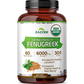 Zazzee Extrait de Fenugrec Bio 30:1 60 Capsules vue de face