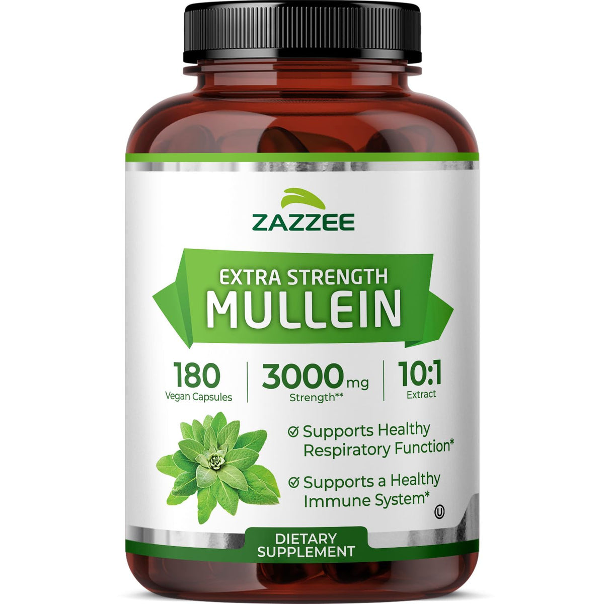 Zazzee Extrait de Feuille de Molène 180 Capsules Végétaliennes vue de face