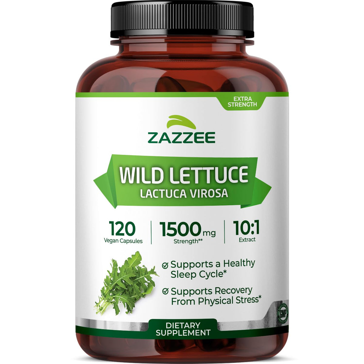 Zazzee extrait de laitue sauvage 10:1 120 capsules vue avant
