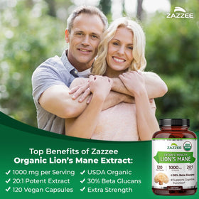 Zazzee Extrait de Lion's Mane Bio contenu de capsule