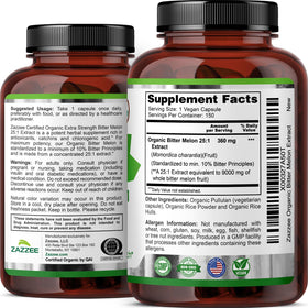 Zazzee Extrait de Melon Amer bio avec vue de côté