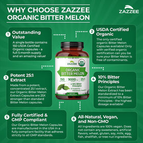 Zazzee Extrait de Melon Amer bio sur fond blanc