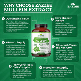 Zazzee Extrait de Molène bouteille ouverte avec capsules visibles