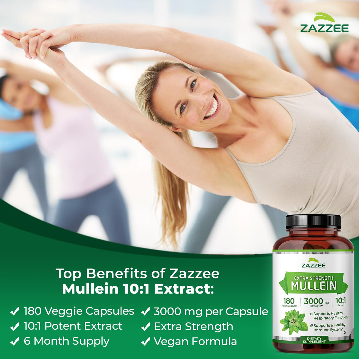 Zazzee Extrait de Molène capsules sur fond blanc