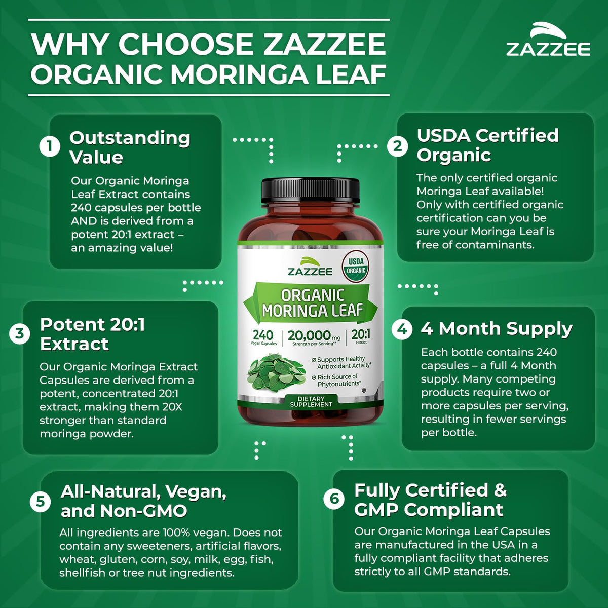Zazzee Extrait de Moringa Bio en contexte de vie saine