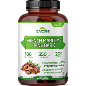 Zazzee Extrait de Pin Maritime Français 350 mg - Flacon de 180 capsules