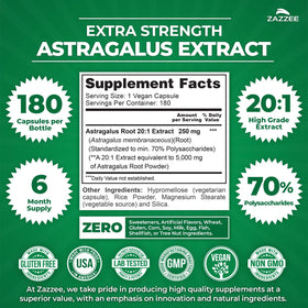 Zazzee Extrait de Racine d'Astragale capsules ouvertes sur une table