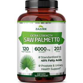 Zazzee Extrait de Saw Palmetto 120 capsules vue de face