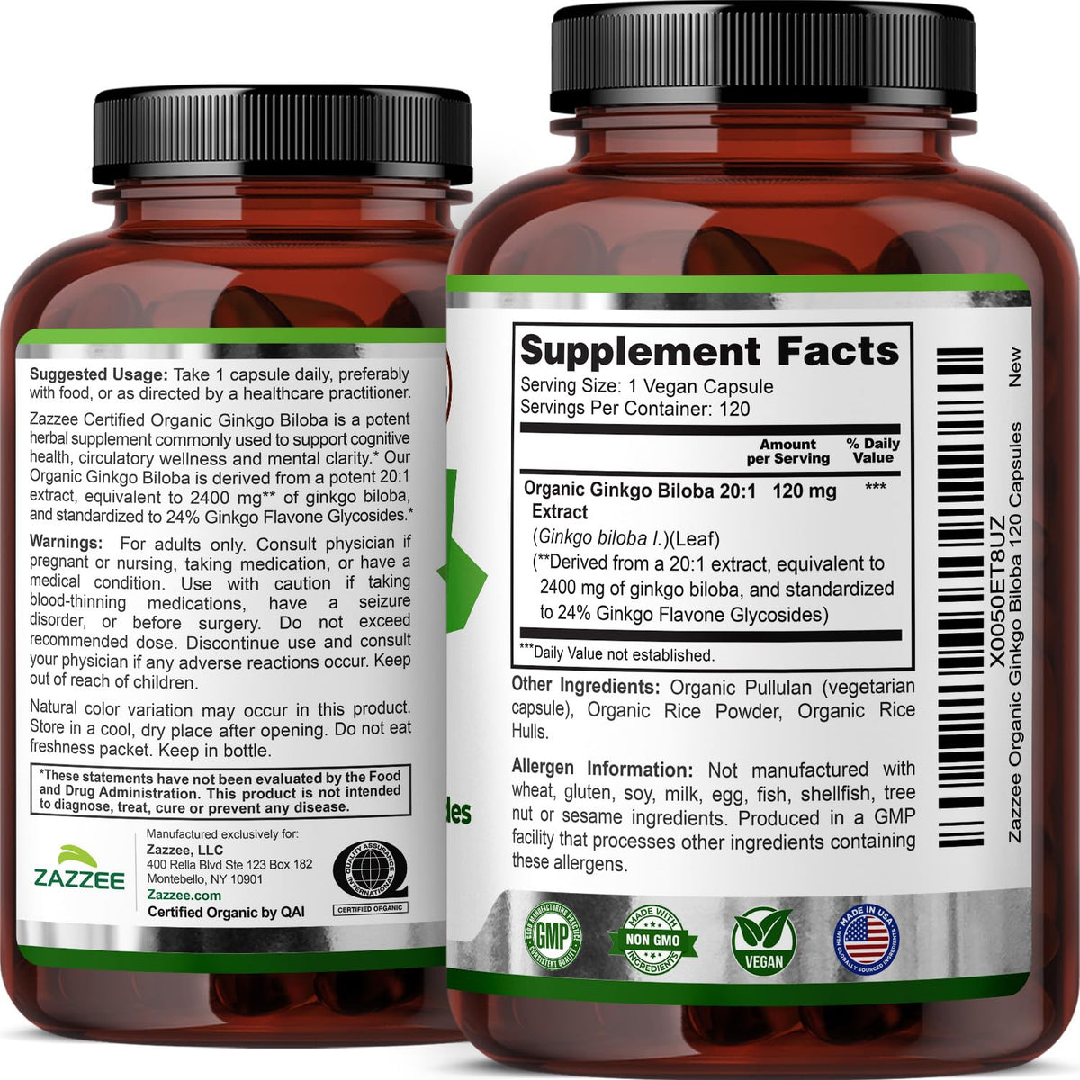 Zazzee Ginkgo Biloba avec arrière-plan de nature