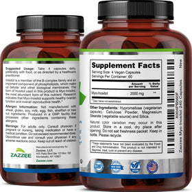 Zazzee Myo-Inositol flacon sur une surface en bois