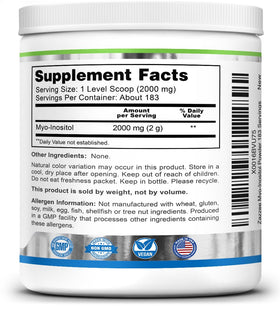 Zazzee Poudre de Myo-Inositol 2000 mg dans un bol