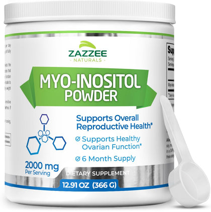 Zazzee Poudre de Myo-Inositol 2000 mg devant le pot
