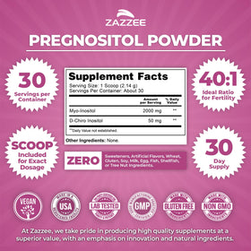 Zazzee PREGNOSITOL Poudre contenant 30 doses exactes