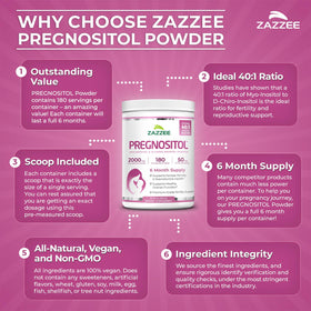 Zazzee PREGNOSITOL Poudre côté emballage
