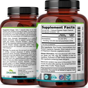 Zazzee Serrapeptase capsules en main