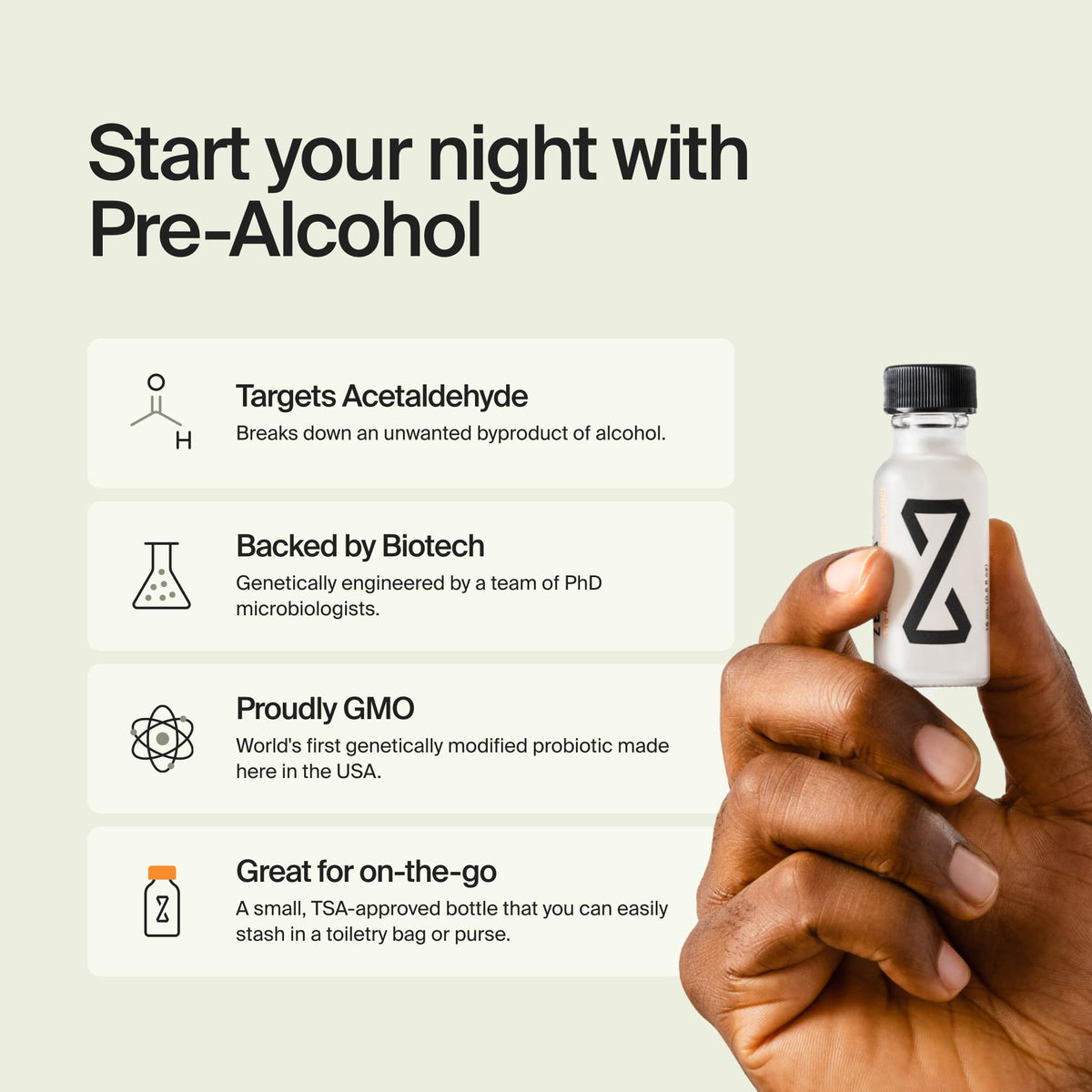 ZBiotics Probiotique Pré-Alcool avec verre d'eau