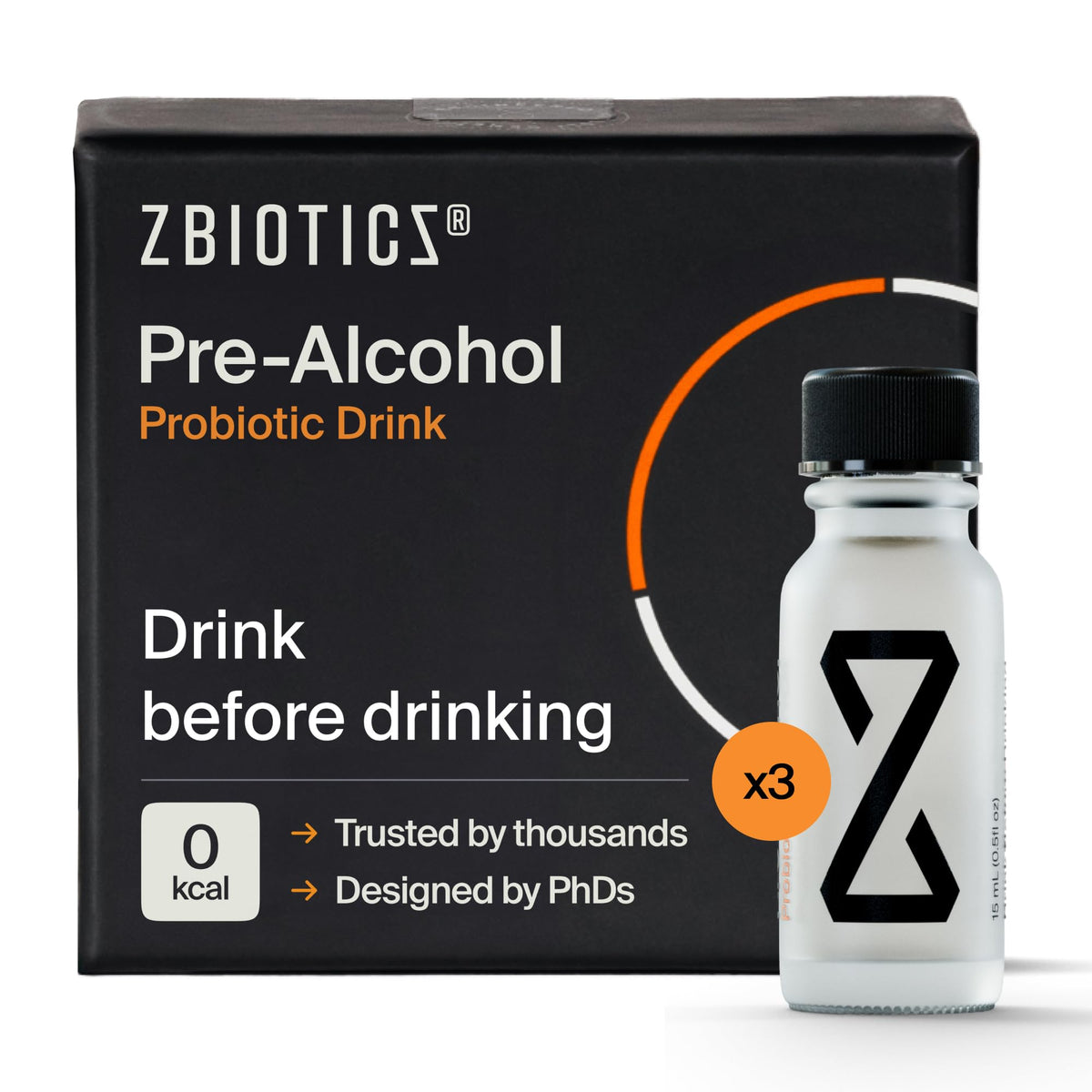 ZBiotics Probiotique Pré-Alcool bouteille avant consommation