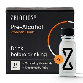 ZBiotics Probiotique Pré-Alcool bouteille avant consommation