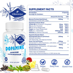 Zdoroviye Compléments Alimentaires Dopamine 500mg 60 Capsules angle latéral