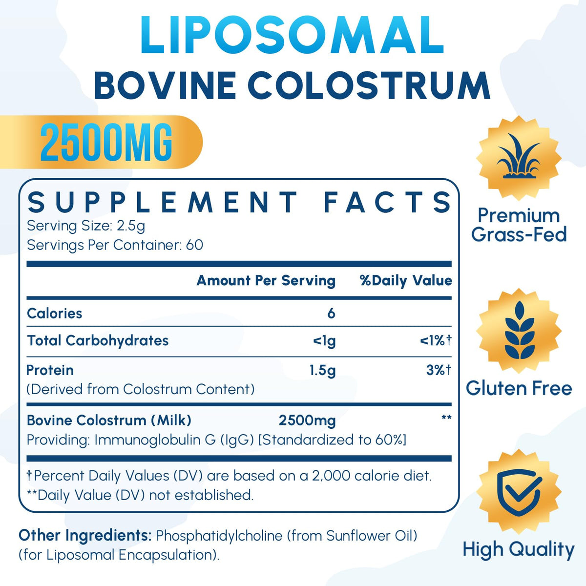 Zdoroviye Poudre de Colostrum Bovin Liposomal en poudre dans un bol