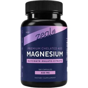 Zeal Naturals Complément Alimentaire Magnésium Complexe 400 mg - flacon sur fond neutre