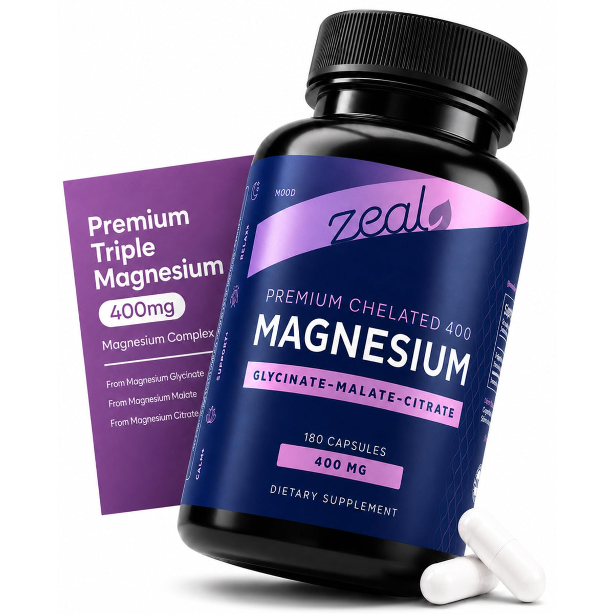 Zeal Naturals Complément Alimentaire Magnésium Complexe 400 mg - vue de face