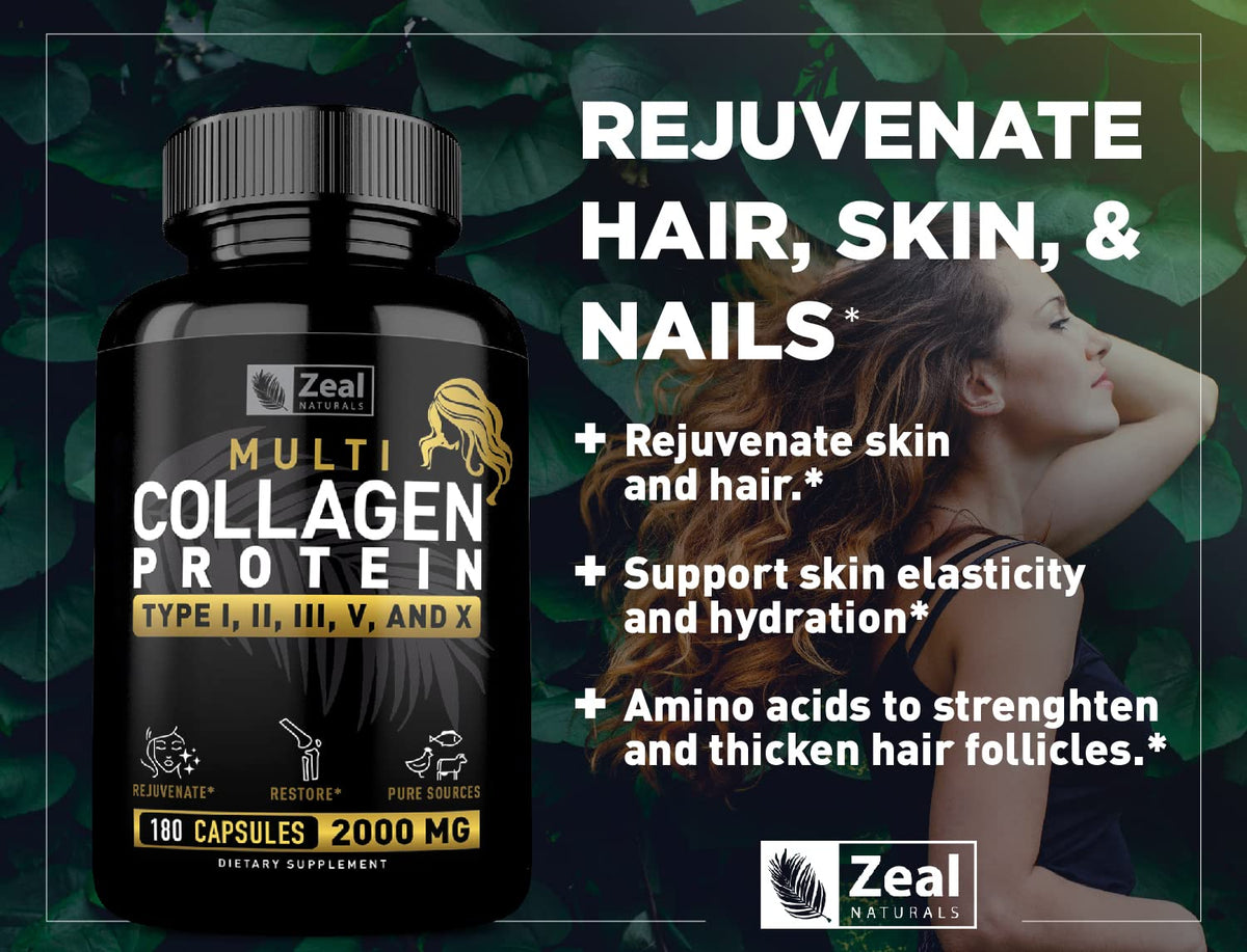 Zeal Naturals Multi Collagen Peptides 180 Capsules arrière
