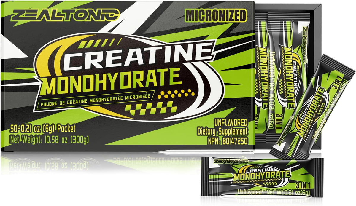 Zealtonic Poudre de Créatine Monohydrate 5000mg sachets devant