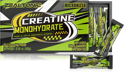 Zealtonic Poudre de Créatine Monohydrate 5000mg sachets devant