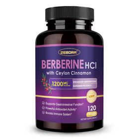 ZEBORA Complément Alimentaire Berbérine HCl 1200mg avec Cannelle de Ceylan - vue avant