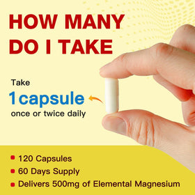 ZEBORA Complexe de Magnésium Glycinate 500mg capsules en gros plan