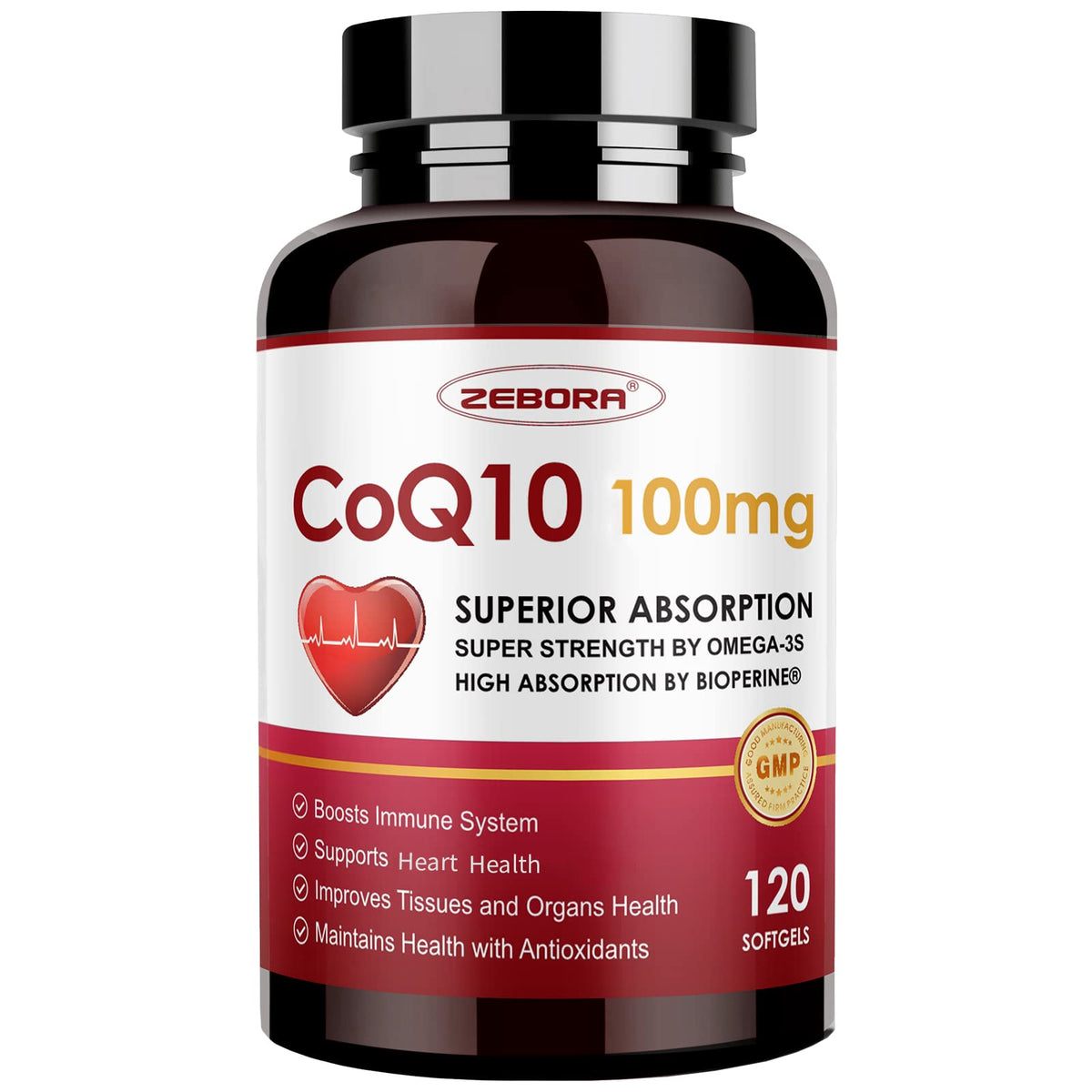 ZEBORA CoQ10 100mg Softgel gélules, vue de face
