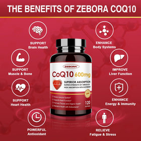 ZEBORA CoQ10 gélules avec étiquette détaillée