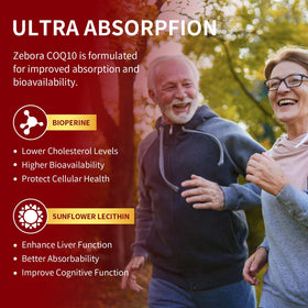 ZEBORA CoQ10 gélules sur table avec accessoires santé