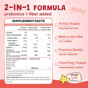 ZEBORA Gummies Probiotiques pour Enfants avec une cuillère en bois