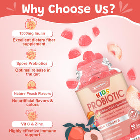 ZEBORA Gummies Probiotiques pour Enfants gummies sur une table