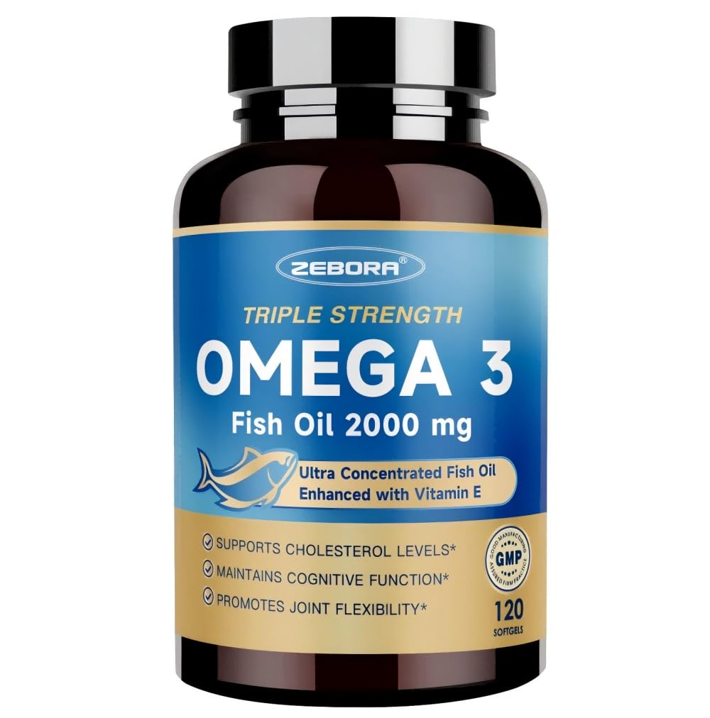 ZEBORA Huile de Poisson Omega-3 2000mg 120 gélules vue de face