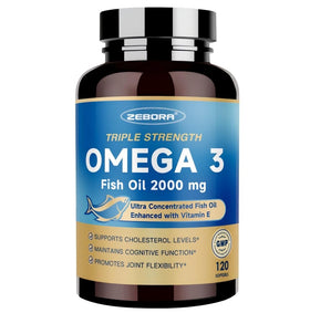 ZEBORA Huile de Poisson Omega-3 2000mg 120 gélules vue de face