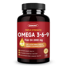 ZEBORA Huile de Poisson Omega 3-6-9 2000mg boîte avant