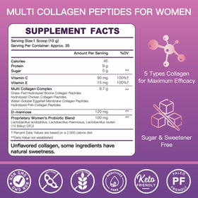 ZEBORA Multi Collagen Peptides 431g powder in a glass