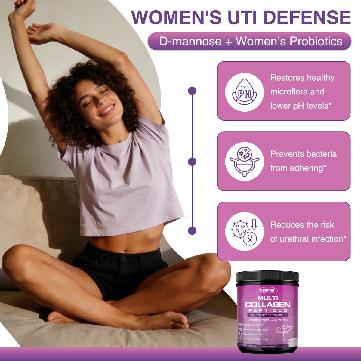 ZEBORA Multi Collagen Peptides 431g powder scoop