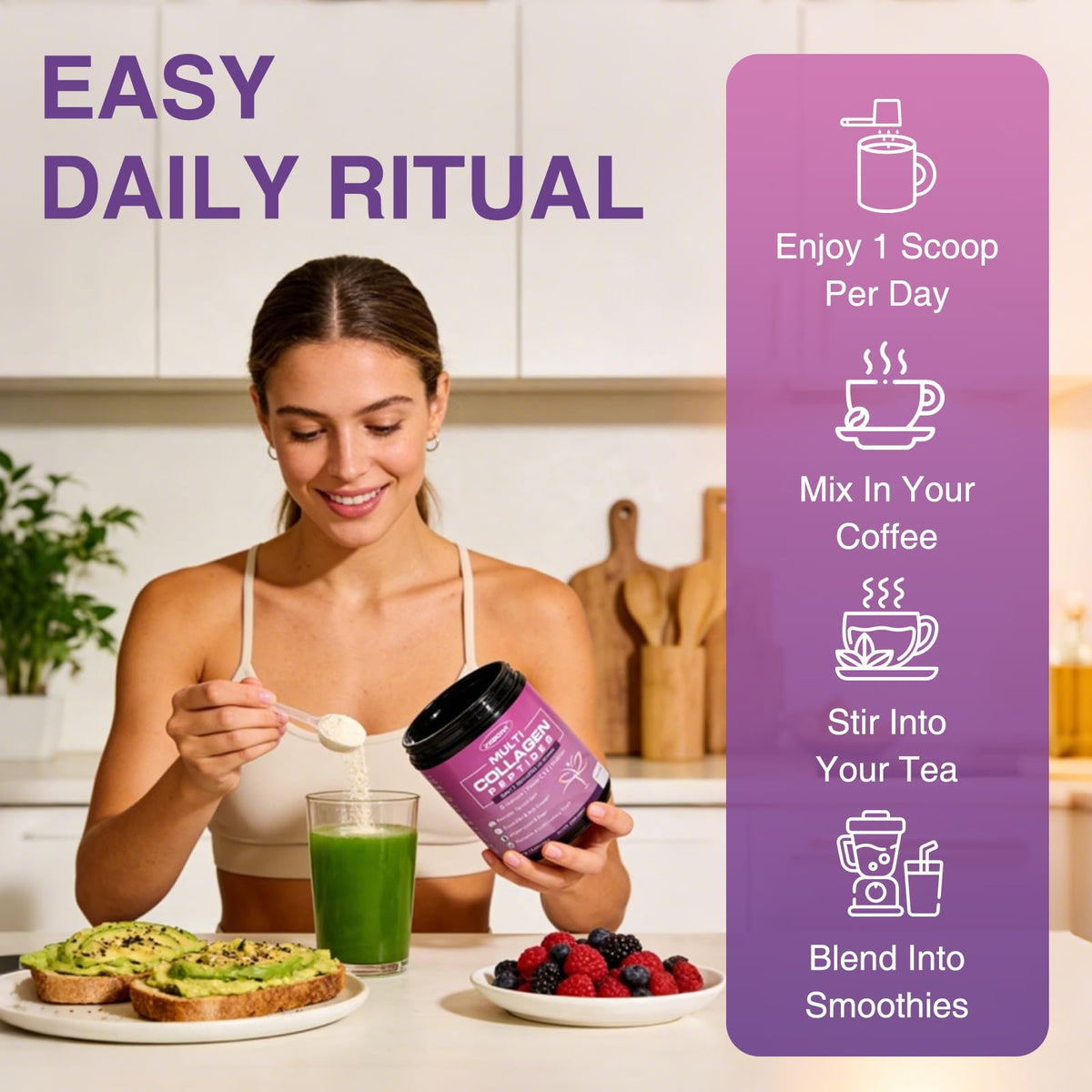 ZEBORA Multi Collagen Peptides 431g product details on table