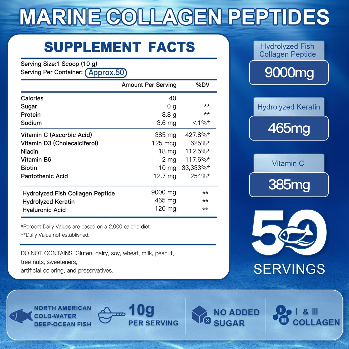 ZEBORA Poudre de Collagène Marin 50 Portions dosage avec dosette