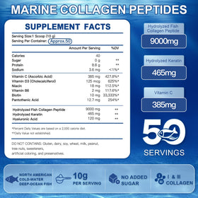 ZEBORA Poudre de Collagène Marin 50 Portions dosage avec dosette