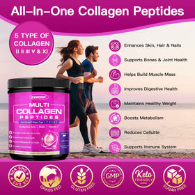 ZEBORA Poudre de Collagène Multi Peptides 408g vue de côté
