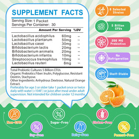 ZEBORA Poudre Probiotique Enfants sachet ouvert avec poudre