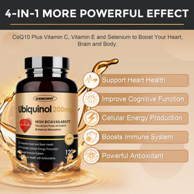 ZEBORA Ubiquinol CoQ10 200mg gélules molles côté